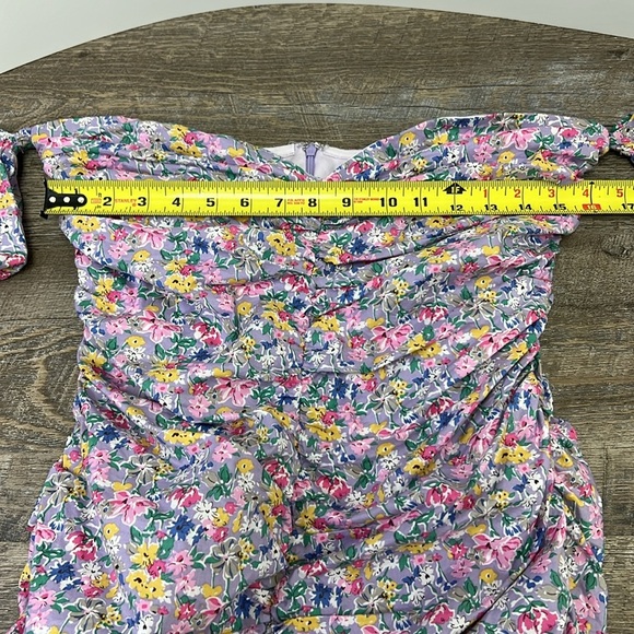 SNDYS. Women’s Floral Ruched Sweetheart Dress Size Large - Picture 8 of 14